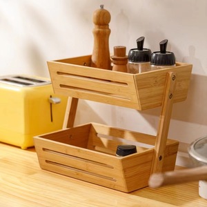 Cesta de Almacenamiento de Doble Capa de Bambú Rima, Organizador de Frutas y Verduras para Escritorio, Estante de Almacenamiento para Cocina - Product Image 4