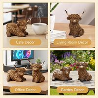 Ensemble de figurines créatives en résine de vache des Highlands - Statuette d'animal mignonne pour la décoration de table d'entrée de la maison ou comme cadeau