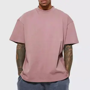 कियानशी उच्च गुणवत्ता वाले पुरुष बॉक्सी फिट टी शर्ट निर्माता 100% सूती मोटी कॉलर मॉक नेक हैवीवेट ड्रॉप शोल्डर टी-शर्ट