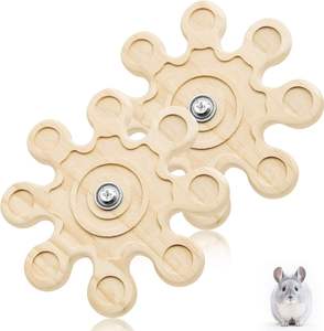 Juguetes de Madera para Hámsteres - Juguetes Giratorios para Mascotas con Disco Masticable Giratorio, un Juguete de Molino de Viento para Masticar - Product Image 1