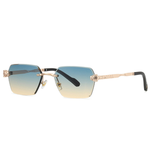 LBASHADES 2519 Gafas de Sol Poligonales sin Marco con Logotipo Personalizado al por Mayor, Lentes Marrones de Lujo, Montura Metálica, Listas para Enviar - Product Image 4