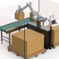 Ligne de palettisation robotisée collaborative intelligente en acier inoxydable pour l'emballage de cartons, haute capacité