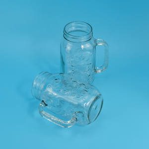 650ml Réutilisable Jus De Fruits Cool Potable Bouteille En Verre Gradient Old Fashioned Mason Jars Mug Tasses avec Poignées Bambou Couvercle Paille - Product Image 1