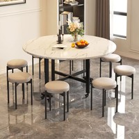 Klappbarer Runder Esstisch Tragbares Design Spanplatten-Oberfläche Luxuriöser Stil Wohnmöbel für 12 Personen