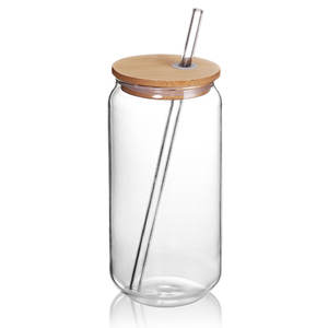 16oz القهوة القدح فنجان شاي بار زجاجيات واضح البورسليكات الشرب أكواب زجاج للكوكتيل حافظ مياه يمكن زجاجة بيرة مع غطاء القش - Product Image 6