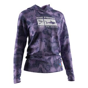 เสื้อยืดแขนยาวสำหรับผู้หญิงแบบแห้งเร็วสำหรับตกปลาทะเล พร้อมฮู้ด ป้องกันแสงแดด UPF  รับผลิตแบบ OEM ODM ด้วยเทคนิคการพิมพ์แบบ Sublimation - Product Image 3