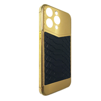 Vente chaude à Dubaï, coque arrière en cuir et métal pour iPhone 14 Pro Max, vente en gros