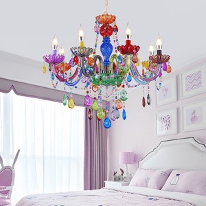 Lustre suspendu <span class=keywords><strong>LED</strong></span> en cristal coloré de style européen, à économie d'énergie, pour chambres d'enfants, restaurants, cafés - Product Image 4