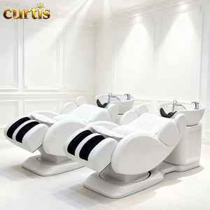 Sillón de Masaje Eléctrico para Spa con Airbag, Lavabo de Cerámica, Cuero Impermeable y Reposapiés Ajustable para Salón de Belleza, Barbería y Uso Hospitalario - Product Image 2