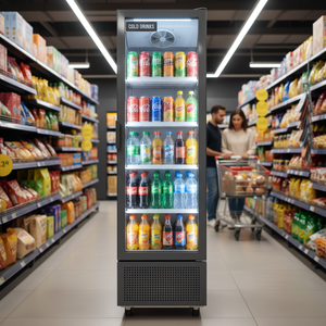 Refrigerador Comercial Vertical de 348 L con Puerta de Vidrio, Una Sola Temperatura, Enfriamiento por Aire, Exhibición de Bebidas, 5 Estantes para Bebidas - Product Image 3
