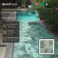 Carreaux de mosaïque en céramique de porcelaine aspect marbre pierre naturelle verte moderne pour piscine extérieure
