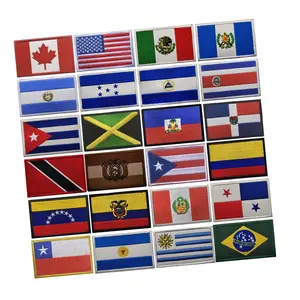 شارات أعلام أمريكا الشمالية والجنوبية المطرزة، قماش متعدد البلدان، مزودة بمظهر خطاف في الظهر