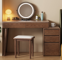 Ensemble de coiffeuse en bois massif avec miroir LED et armoire latérale amovible pour chambre à coucher - Vente en gros