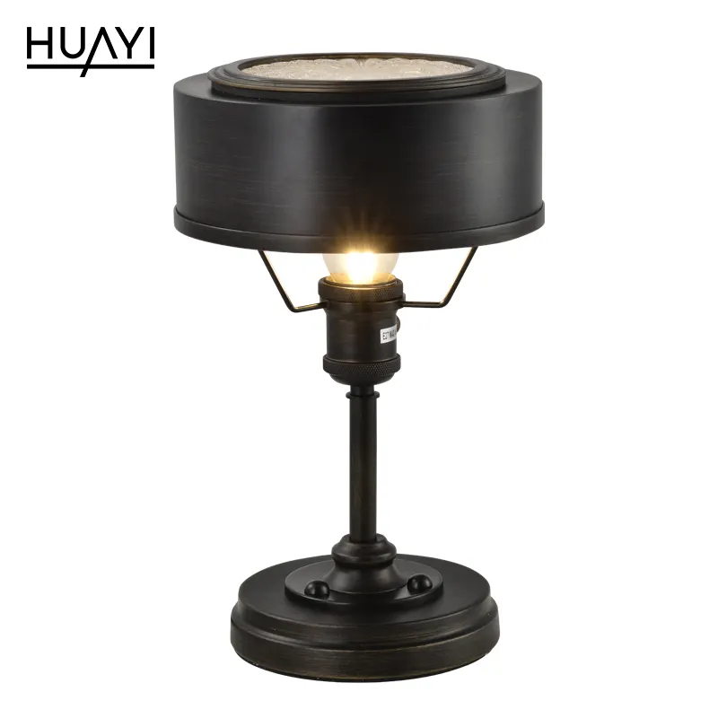Huayi lâmpada de mesa leve preta, luz tradicional tipo retrô, lâmpada para quarto e escritório