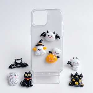 Breloques et accessoires en résine DIY pour boîtes de rangement, thèmes Halloween (fantôme, citrouille, chat noir, dessin animé), et pinces à cheveux, avec <span class=keywords><strong>colle</strong></span> crème, export transfrontalier - Product Image 1
