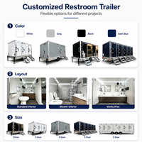 Cogsun Remorque Sanitaire Mobile de Luxe Personnalisée à 3 Cabines, Toilettes Portables pour Événements Commerciaux Extérieurs