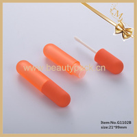 Nouveau tube de gloss à lèvres en caoutchouc orange personnalisé avec logo, 5 ml, en forme de pilule, avec pinceau pour enfants