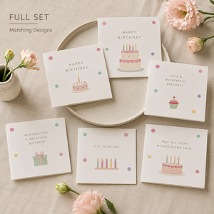 Biglietti d'Auguri Pieghevoli in Colori Pastello, Sfondo a Pois Colorato con Grafiche di Dolci Dessert per Cancelleria Personalizzata di Compleanno - Product Image 2