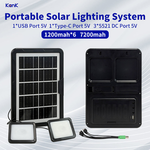 Chargeur solaire portable pliable 6W avec batterie intégrée 7200mAh et ports USB Type-C 3*DC pour l'éclairage domestique et les téléphones - Product Image 2