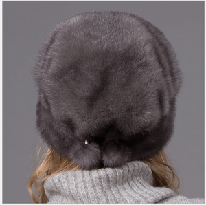 Luxus Winter Nerz Pelzmütze Grau Pelz Bobble Hat Damen Echte Pelzmütze - Product Image 5