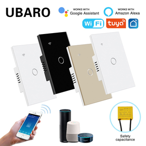UBARO Smart Life WiFi Smart <span class=keywords><strong>Switch</strong></span> 1 <span class=keywords><strong>Gang</strong></span> 1 Arah ABS 240V 10A Saklar Sentuh Tidak Memerlukan Kabel Netral Alexa Google Home - Product Image 1