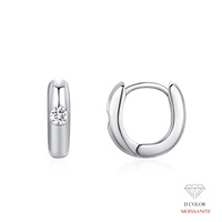 Boucles d'oreilles créoles en argent sterling 925 avec moissanite, design géométrique minimaliste, pour femme, boucles d'oreilles circulaires, idéales pour Noël