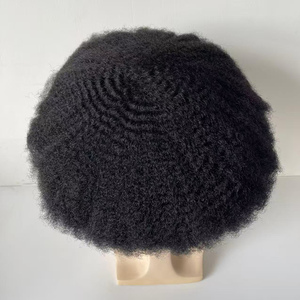 Perruque Afro Wave 12x14 pouces 4mm, Système capillaire complet en dentelle <span class=keywords><strong>pour</strong></span> hommes noirs, <span class=keywords><strong>Cheveux</strong></span> humains indiens véritables - Product Image 4
