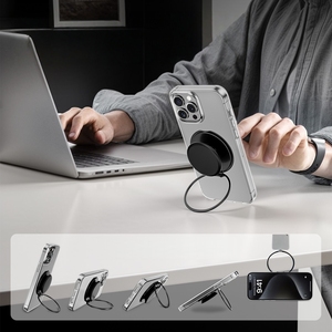 Soporte Ligero para Teléfono Móvil, Mini Soporte Plegable Portátil con Rotación de 360 Grados, Fuerte Succión Magnética, Anillo Metálico Flexible - Product Image 1