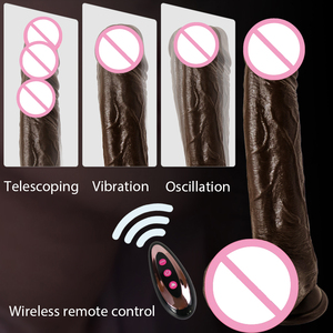 Thrusting <strong>Black</strong> Realistic Dildo <strong>Sex</strong> <strong>Toys</strong> for Women Telescopic Vibrating Heating Vibrator G Spot Clitoral Anal Stimulation <strong>Penis</strong> - Product Image 3