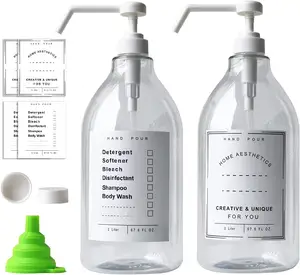 67,6 Unzen 2L transparent leer große Waschmittel Seife Weichspüler Spender Flaschen set Plastik flasche mit Pumpe