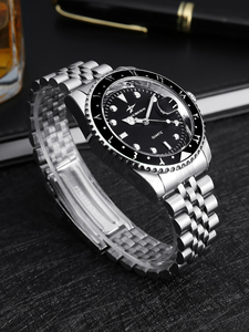 Montre à quartz minimaliste pour homme, montre à quartz GMT universelle avec chiffres arabes, lunette personnalisée en acier inoxydable - Product Image 4