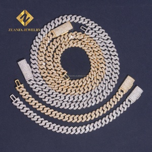 Joyería Más Vendida en 2025, Cadena Cubana de Miami y Brazalete de Plata de Ley 925 con Incrustaciones de Moissanita de 10 mm y Dos Hileras, Estilo Hip Hop - Product Image 1