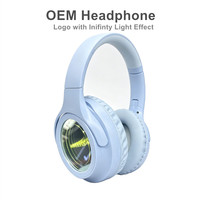 Casque sans fil circum-auriculaire Endless Light avec logo sur le miroir, bandeau réglable, pliable, avec effet lumineux infini