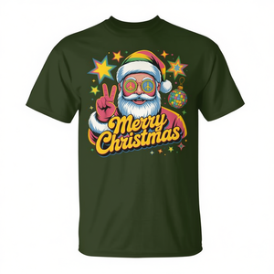 T-shirt in stile anni '70 con Babbo Natale che saluta, in stile Groovy Christmas - Product Image 2