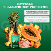 Gouttes liquides probiotiques OEM pour le système digestif et immunitaire avec prébiotiques 60ml, suppléments d'enzymes digestives pour chiens, pour la santé des animaux de compagnie, logo personnalisé