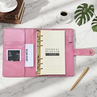 Carnet à spirales A6 personnalisé avec couverture texturée en grille, en cuir PU doux au toucher, avec anneaux, pour agenda