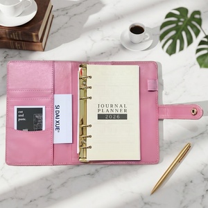 Agenda Personalizada con Cubierta Texturizada en Cuadrícula, Cuaderno de Hojas Sueltas A6, Planificador con Anillas de Cuero PU Suave al Tacto - Product Image 4