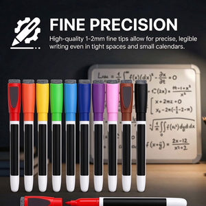 Lot de marqueurs et gommes pour tableau blanc personnalisés – Stylos effaçables à sec avec effacement facile – 10 couleurs standard – Pack en vrac - Product Image 2