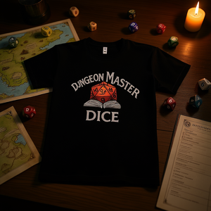 T-shirt Dungeon Master Dice noir à 20 faces D20, vêtements de jeu de rôle pour joueurs - Product Image 3