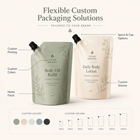 Pochette souple recyclable en plastique mat avec bec verseur pour soins corporels, impression flexo, recharge de lotion, shampoing, savon liquide