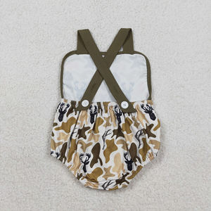 Mono de verano para niñas con estampado de camuflaje de ciervo, de spandex suave/algodón orgánico, ropa infantil de fábrica al por mayor de Trendyism Boutique - Product Image 2