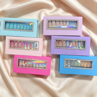 Lot de faux ongles à presser en amande, motifs floraux variés, nœuds 3D, étoiles de mer, perles, spirales, brillants, vente en gros, étiquette privée personnalisée