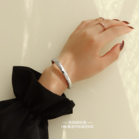 Lanlan — Bracelet plaqué or 18K en forme de losange, bijou ouvert avec bouton dissimulé, Design minimaliste, en acier inoxydable