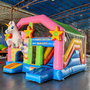 Château gonflable personnalisé en PVC sur le thème de la licorne avec toboggan, équipement de terrain de jeu intérieur - Product Image 3