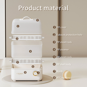 Cuisinière <span class=keywords><strong>vapeur</strong></span> électrique pliable Factory Trio, mini cuiseur <span class=keywords><strong>vapeur</strong></span> à <span class=keywords><strong>2</strong></span> étages, chauffe-plats - Product Image 5