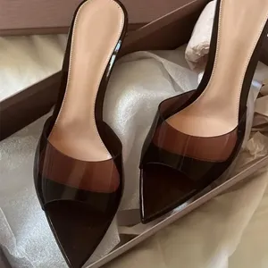 Sandales transparentes à talons hauts pour femmes, talons fins, bout pointu, sexy, à bout ouvert - Product Image 2