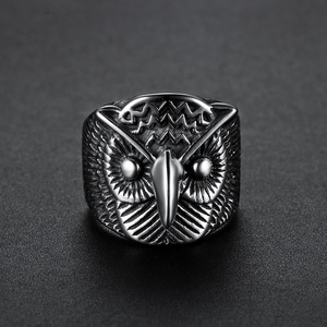 Vintage Silver Owl Ring - Unique Men's Fashion Jewelry - Stainless Steel Nordic Viking Animal Ring - Perfect Amulet Gift - Product Image 3