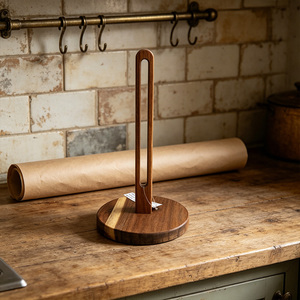 Portarotolo da cucina <span class=keywords><strong>in</strong></span> <span class=keywords><strong>legno</strong></span> di acacia con base rotonda, dispenser autoportante <span class=keywords><strong>in</strong></span> <span class=keywords><strong>legno</strong></span> per rotoli, <span class=keywords><strong>porta</strong></span> salviette da appoggio <span class=keywords><strong>in</strong></span> <span class=keywords><strong>legno</strong></span> - Product Image 3
