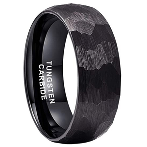 Venta caliente carburo de tungsteno 8mm negro martillado anillo joyería martillado boda compromiso bandas <span class=keywords><strong>alianza</strong></span> joyería <span class=keywords><strong>para</strong></span> hombres mujeres - Product Image 1