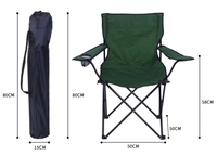 Chaise de camping pliante portable d'extérieur avec accoudoirs et porte-gobelet, en tissu Oxford robuste, pour jardin, plage, pêche, avec sac de transport et de rangement